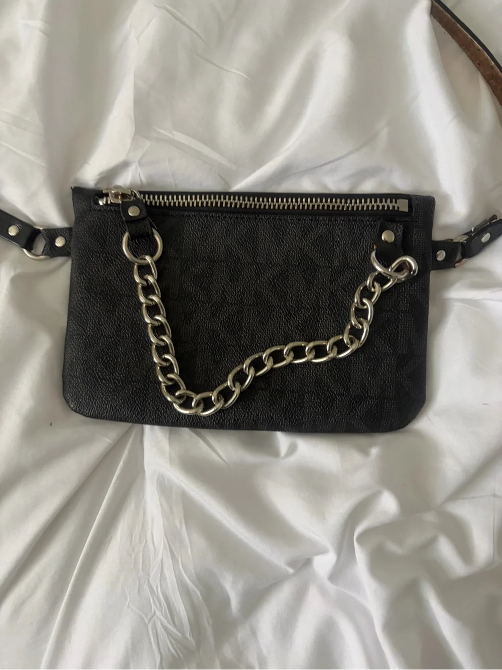 Michael Kors Black Crossbody Bag with Silver Chain